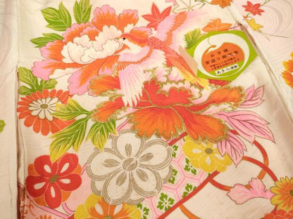 平和屋着物[]お宮参り　女の子　祝着　産着　初着　のしめ　刺繍　花鳥文　金糸　金彩　逸品　AABJ5692ja