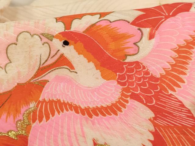 平和屋着物[]お宮参り　女の子　祝着　産着　初着　のしめ　刺繍　花鳥文　金糸　金彩　逸品　AABJ5692ja