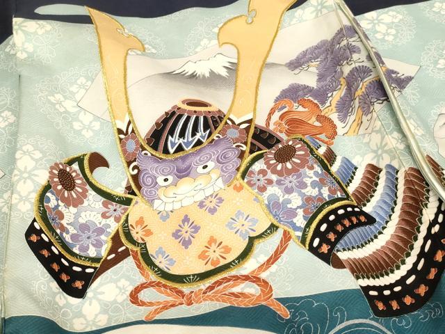 平和屋着物[]お宮参り　男の子　祝着　産着　初着　のしめ　刺繍　兜　地紙風景文　金糸　逸品　AABJ5694ja