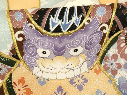 平和屋着物[]お宮参り　男の子　祝着　産着　初着　のしめ　刺繍　兜　地紙風景文　金糸　逸品　AABJ5694ja