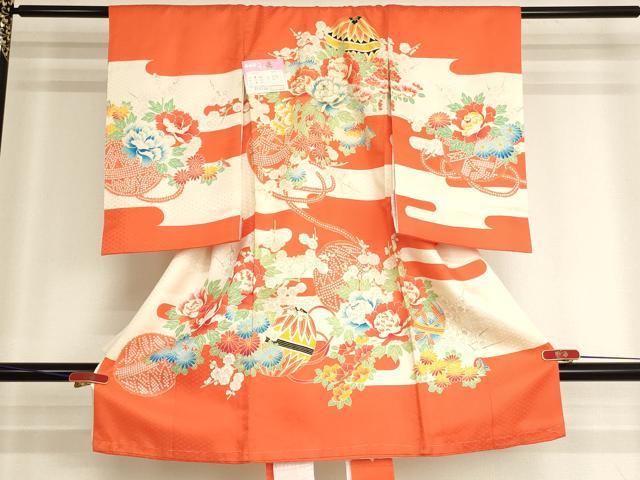 平和屋着物[]お宮参り　女の子　祝着　産着　初着　のしめ　駒刺繍　花手毬文　金彩　逸品　AABJ5699ja