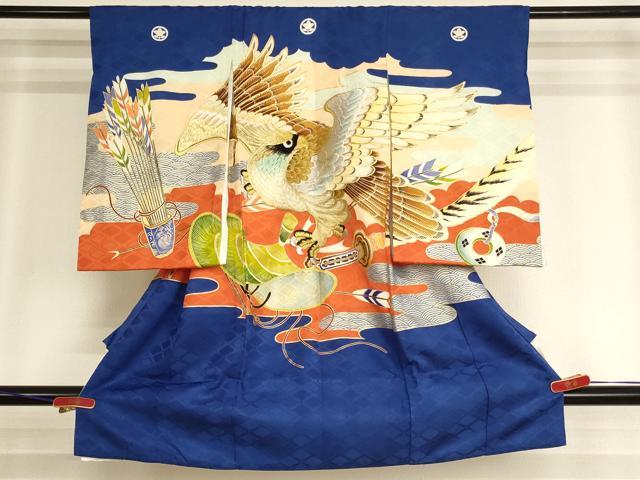 平和屋着物[]七五三　男の子　祝着　一つ身　駒刺繍　鷹　金銀糸　金彩　逸品　AABJ5700ja