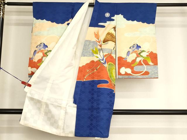 平和屋着物[]七五三　男の子　祝着　一つ身　駒刺繍　鷹　金銀糸　金彩　逸品　AABJ5700ja
