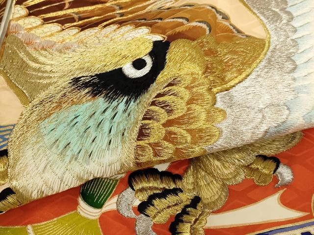平和屋着物[]七五三　男の子　祝着　一つ身　駒刺繍　鷹　金銀糸　金彩　逸品　AABJ5700ja