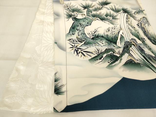 平和屋着物[]お宮参り　男の子　祝着　産着　初着　のしめ　鷹風景松文　逸品　AABJ5703ja