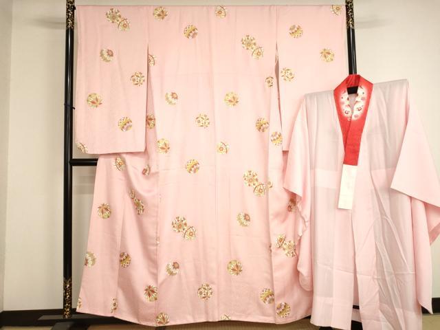平和屋着物●小振袖　二尺袖　長襦袢セット　手毬文　金彩　正絹　逸品　AABJ5707ja