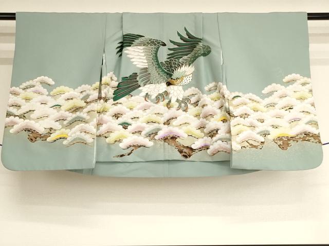 平和屋着物[]七五三　男の子　祝着・羽織セット　刺繍　鷹松　金糸　金彩　AABJ5713ja