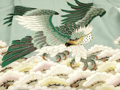 平和屋着物[]七五三　男の子　祝着・羽織セット　刺繍　鷹松　金糸　金彩　AABJ5713ja