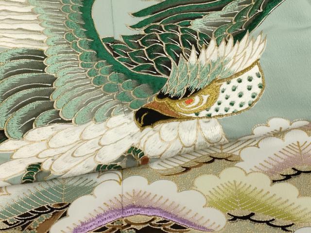 平和屋着物[]七五三　男の子　祝着・羽織セット　刺繍　鷹松　金糸　金彩　AABJ5713ja