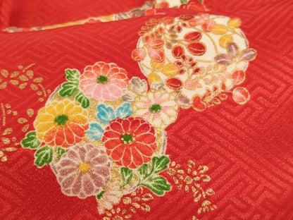 平和屋着物[]七五三　女の子　３歳　祝着　三つ身　被布セット　花丸文　金彩　AABJ5715ja