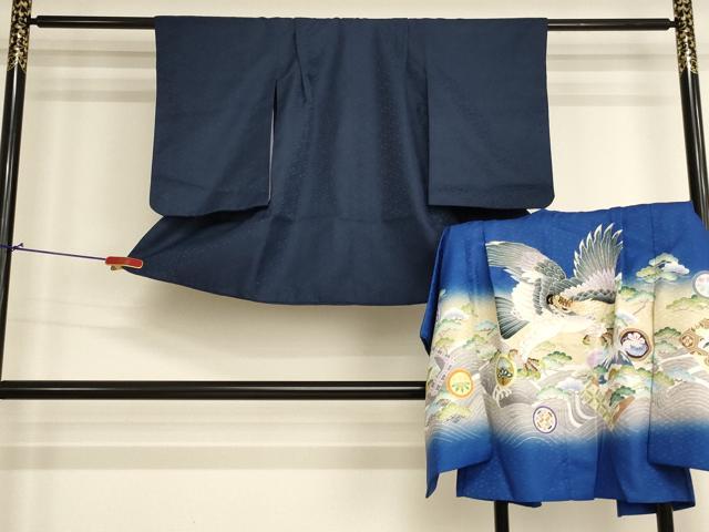 平和屋着物[]七五三　男の子　祝着・羽織セット　刺繍　鷹　松　暈し染め　金糸　AABJ5717ja