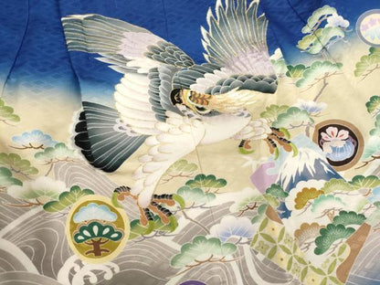 平和屋着物[]七五三　男の子　祝着・羽織セット　刺繍　鷹　松　暈し染め　金糸　AABJ5717ja