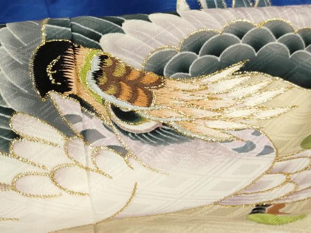 平和屋着物[]七五三　男の子　祝着・羽織セット　刺繍　鷹　松　暈し染め　金糸　AABJ5717ja