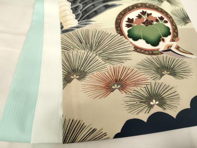平和屋着物[]お宮参り　男の子　祝着　産着　初着　のしめ　鷹　宝船松文　金彩　逸品　AABJ5718ja