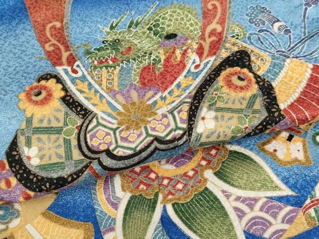 平和屋着物[]七五三　男の子　祝着・羽織・行灯袴セット　兜　宝づくし　暈し染め　金彩　AABJ5719ja