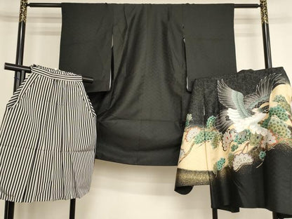 平和屋着物[]七五三　男の子　祝着・羽織・行灯袴セット　鷹　松　金彩　AABJ5720ja