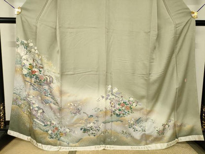 平和屋着物●京友禅　外池雅峰　色留袖　刺繍　花蝶楽器文　暈し染め　金彩　上代43万　正絹　逸品　未使用　AABJ5722ck