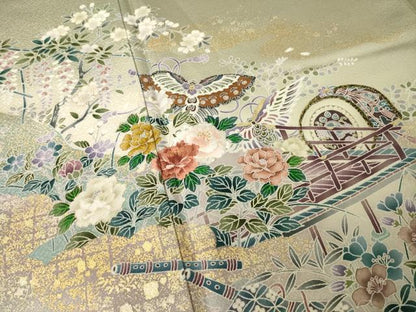 平和屋着物●京友禅　外池雅峰　色留袖　刺繍　花蝶楽器文　暈し染め　金彩　上代43万　正絹　逸品　未使用　AABJ5722ck