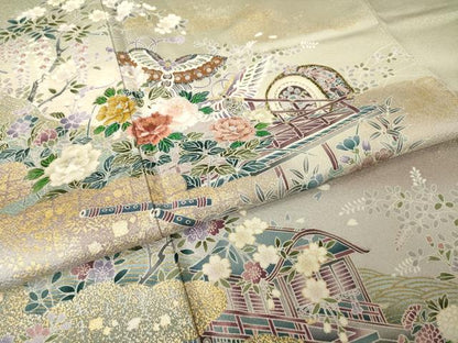 平和屋着物●京友禅　外池雅峰　色留袖　刺繍　花蝶楽器文　暈し染め　金彩　上代43万　正絹　逸品　未使用　AABJ5722ck