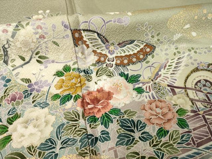 平和屋着物●京友禅　外池雅峰　色留袖　刺繍　花蝶楽器文　暈し染め　金彩　上代43万　正絹　逸品　未使用　AABJ5722ck