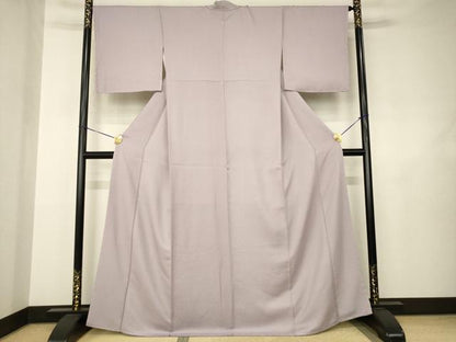 平和屋着物●上質な色無地　紗綾形地紋　鳩羽鼠色　正絹　逸品　未使用　AABJ5723ck