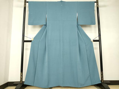 平和屋着物●上質な色無地　錆御納戸色　正絹　逸品　AABJ5724ck