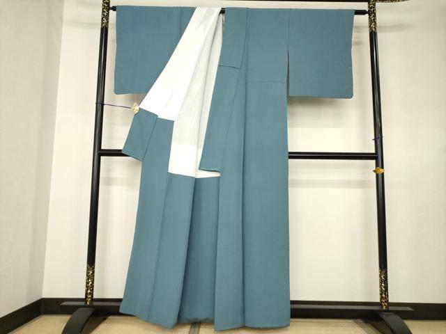 平和屋着物●上質な色無地　錆御納戸色　正絹　逸品　AABJ5724ck