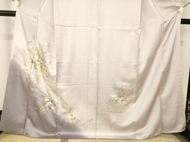 平和屋着物●訪問着　刺繍　花車文　暈し染め　金銀彩　正絹　逸品　AABJ5726ck