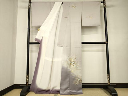 平和屋着物●訪問着　刺繍　花車文　暈し染め　金銀彩　正絹　逸品　AABJ5726ck
