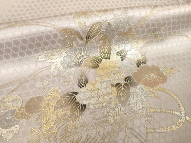 平和屋着物●訪問着　刺繍　花車文　暈し染め　金銀彩　正絹　逸品　AABJ5726ck