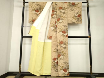 平和屋着物●上質な小紋　流水花文　正絹　逸品　AABJ5727ck