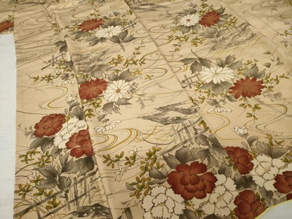 平和屋着物●上質な小紋　流水花文　正絹　逸品　AABJ5727ck