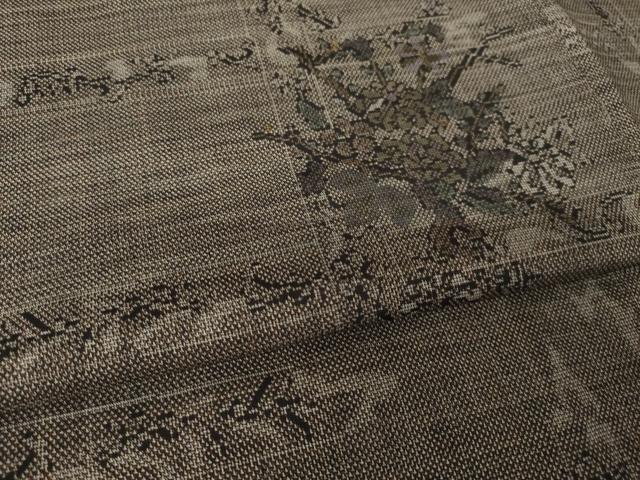 平和屋着物●本場大島紬　カタス9マルキ　草花文　正絹　逸品　AABJ5728ck