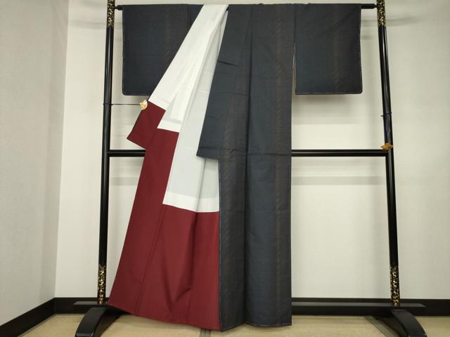 平和屋着物●本場大島紬　カタス9マルキ　間道　正絹　逸品　AABJ5729ck