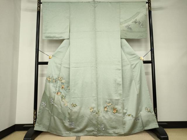 平和屋着物●訪問着　蘇州刺繍　花筏文　暈し染め　正絹　逸品　AABJ5730ck