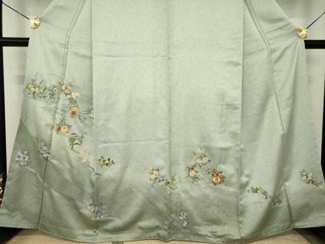 平和屋着物●訪問着　蘇州刺繍　花筏文　暈し染め　正絹　逸品　AABJ5730ck
