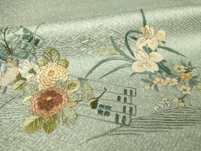 平和屋着物●訪問着　蘇州刺繍　花筏文　暈し染め　正絹　逸品　AABJ5730ck