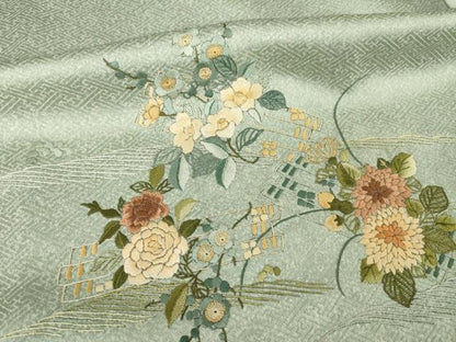 平和屋着物●訪問着　蘇州刺繍　花筏文　暈し染め　正絹　逸品　AABJ5730ck