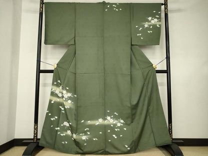 平和屋着物●訪問着　舞桜文　暈し染め　金彩　さんび謹製　洗える着物　AABJ5731ck