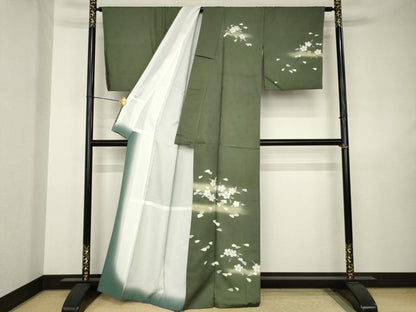 平和屋着物●訪問着　舞桜文　暈し染め　金彩　さんび謹製　洗える着物　AABJ5731ck
