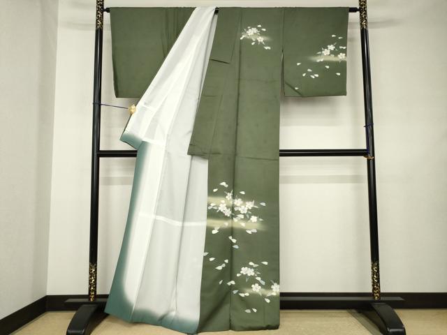 平和屋着物●訪問着　舞桜文　暈し染め　金彩　さんび謹製　洗える着物　AABJ5731ck