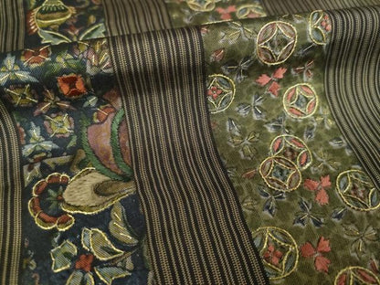 平和屋着物●本場大島紬　染大島　訪問着　刺繍　更紗花鳥間道　金糸　正絹　逸品　AABJ5732ck