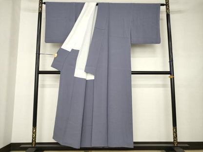 平和屋着物●上質な色無地　紫苑色　正絹　逸品　AABJ5741ck
