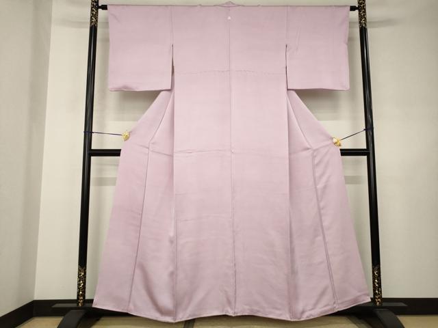 平和屋着物●上質な色無地　菱地紋　紅藤色　正絹　逸品　AABJ5742ck