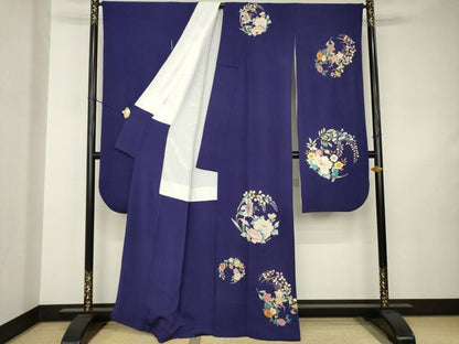平和屋着物●豪華振袖　花丸文　金彩　鬼しぼ縮緬　正絹　逸品　AABJ5744ck