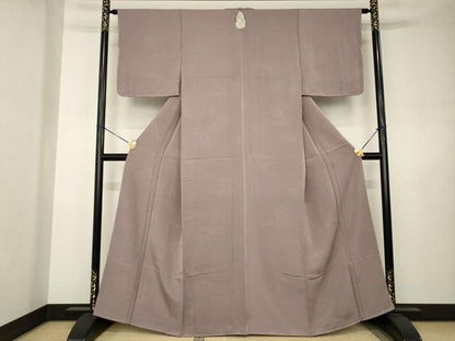 平和屋着物●上質な色無地　流水地紋　梅鼠色　正絹　逸品　未使用　AABJ5746ck
