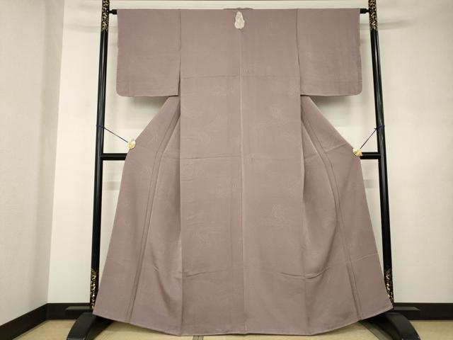 平和屋着物●上質な色無地　流水地紋　梅鼠色　正絹　逸品　未使用　AABJ5746ck