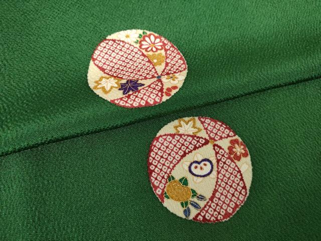 平和屋着物●上質な小紋　花毬文　金彩　鬼しぼ縮緬　反端付き　正絹　逸品　AABJ5747ck
