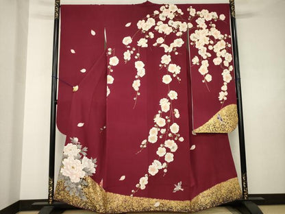 平和屋着物●豪華振袖　枝垂れ花文　正絹　逸品　AABJ5748ck