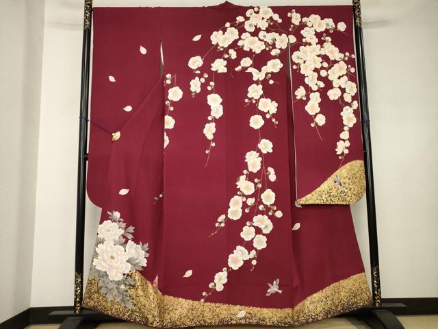 平和屋着物●豪華振袖　枝垂れ花文　正絹　逸品　AABJ5748ck